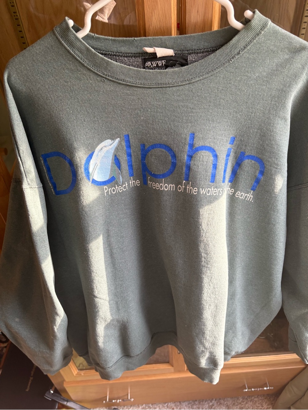 WWF Dolphin Graphic Sweatshirt in Olive Green